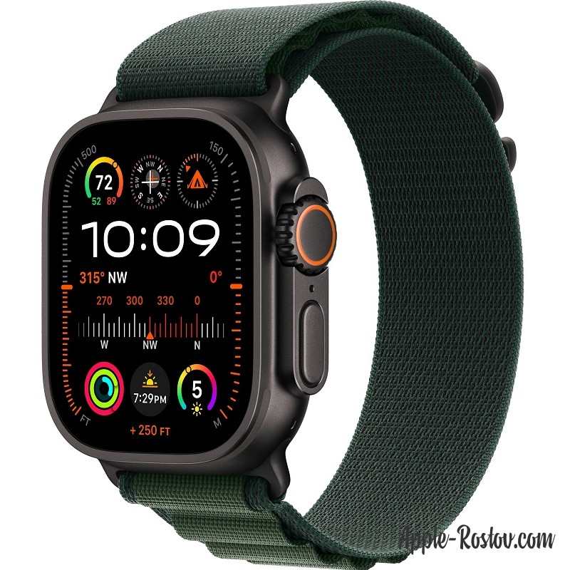 Apple Watch Ultra 2 Black (2024) 49mm Titanium Case ремешок Dark Green Alpine loop Apple Watch Ultra 2 Black (2024) 49mm Titanium Case ремешок Dark Green Alpine loop