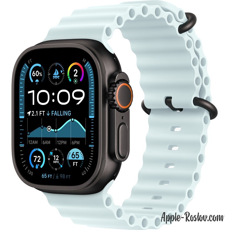 Apple Watch Ultra 2 Black (2024) 49mm Titanium Case ремешок Ice Blue Ocean Band Apple Watch Ultra 2 Black (2024) 49mm Titanium Case ремешок Ice Blue Ocean Band