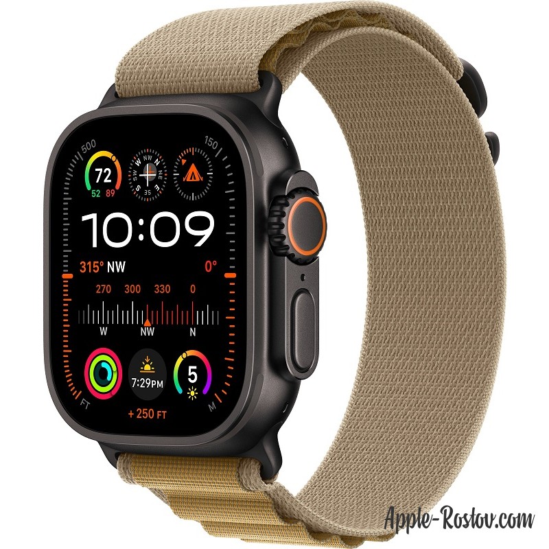 Apple Watch Ultra 2 Black (2024) 49mm Titanium Case ремешок Tan Alpine loop Apple Watch Ultra 2 Black (2024) 49mm Titanium Case ремешок Tan Alpine loop