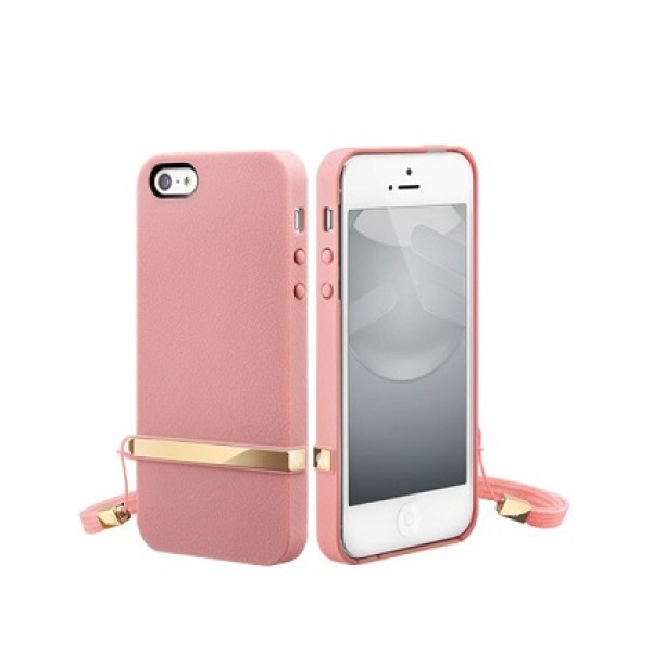 Чехол розового цвета с золотой вставкой без логотипов