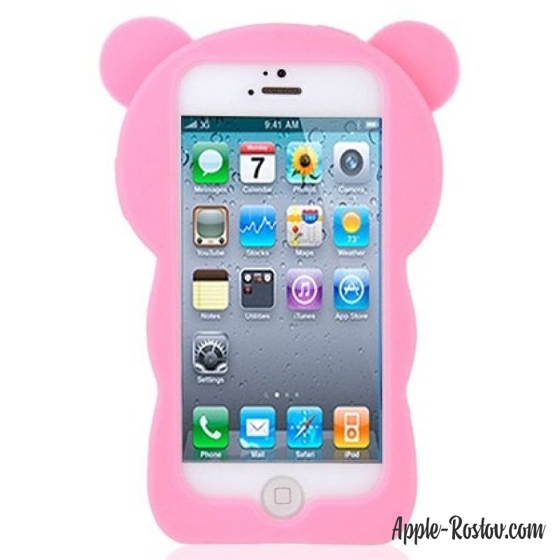 Силиконовый чехол розового цвета "Мишка" Силиконовый чехол розового цвета "Мишка"