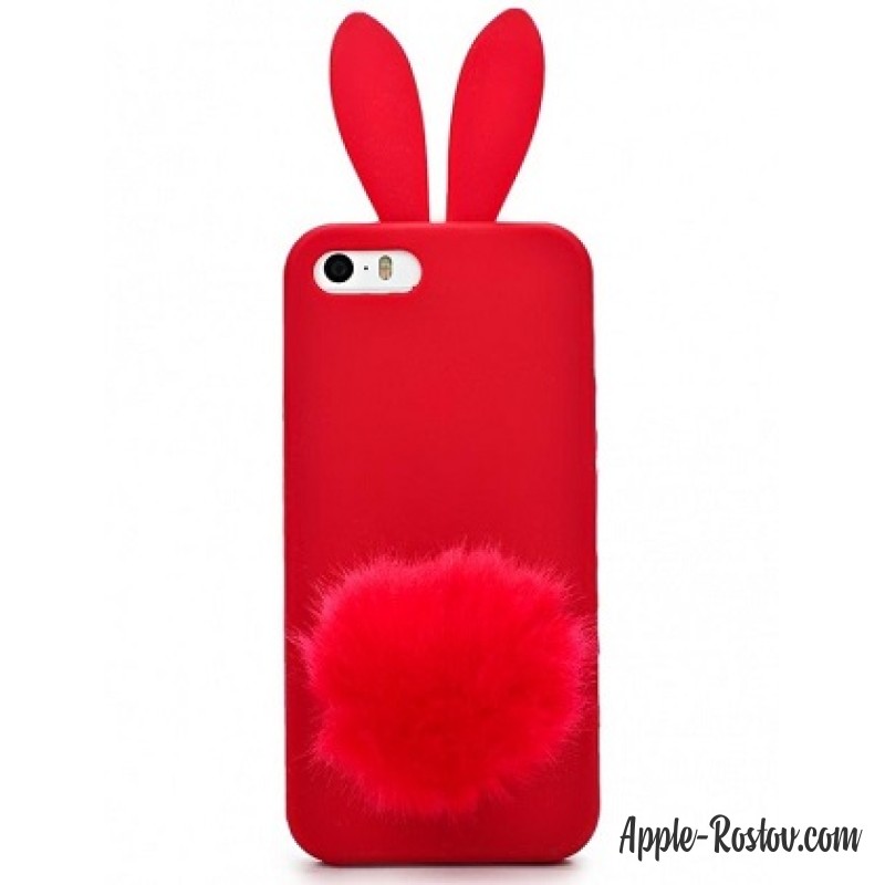 Силиконовый чехол с помпоном "Заяц" Силиконовый чехол с помпоном "Заяц"