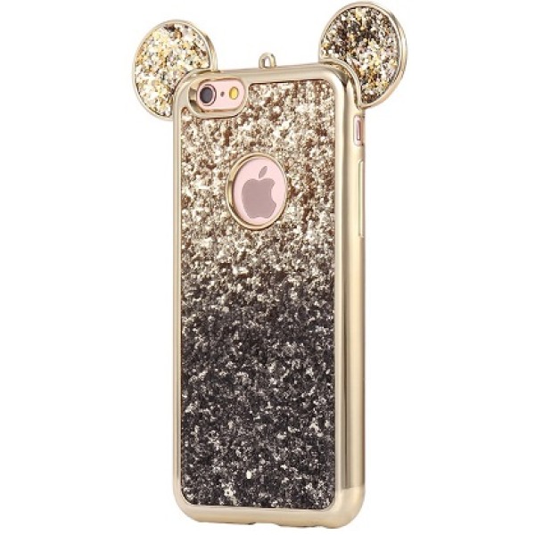 Чехол с блёстками и ушками Микки Мауса