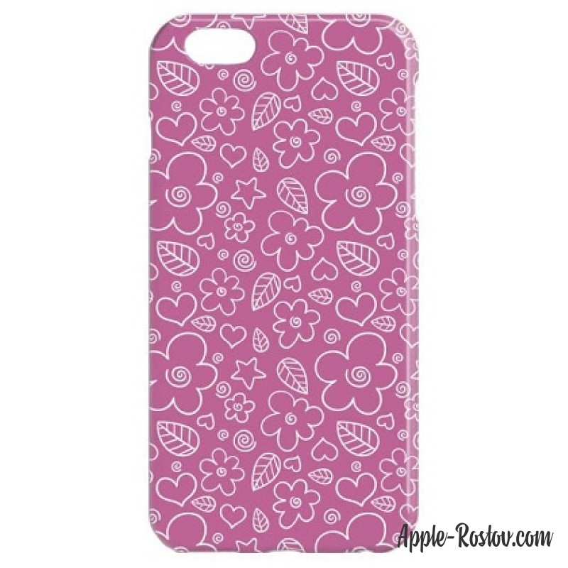 Пластиковый чехол пурпурного цвета с цветочками Пластиковый чехол пурпурного цвета с цветочками