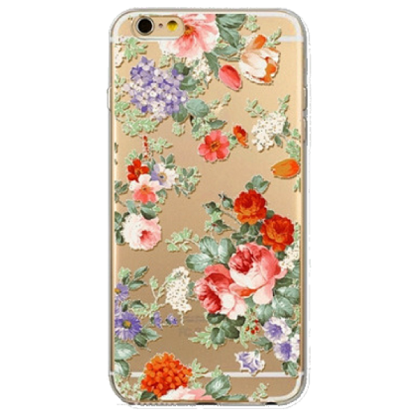 Прозрачный силиконовый чехол с рисунком цветов