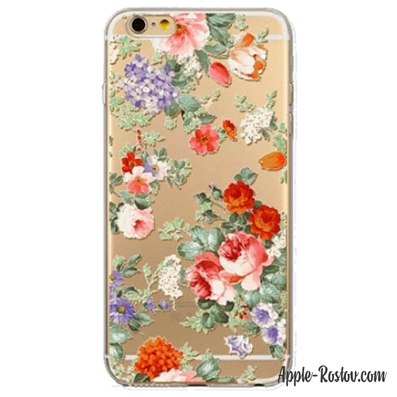 Прозрачный силиконовый чехол с рисунком цветов
