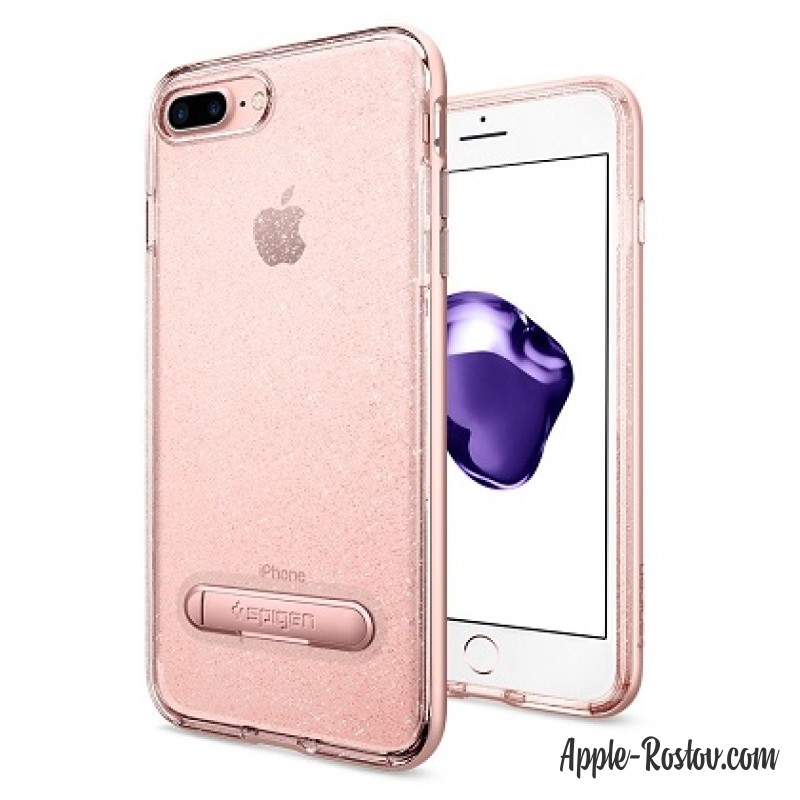 Прозрачный чехол с блёстками и подставкой