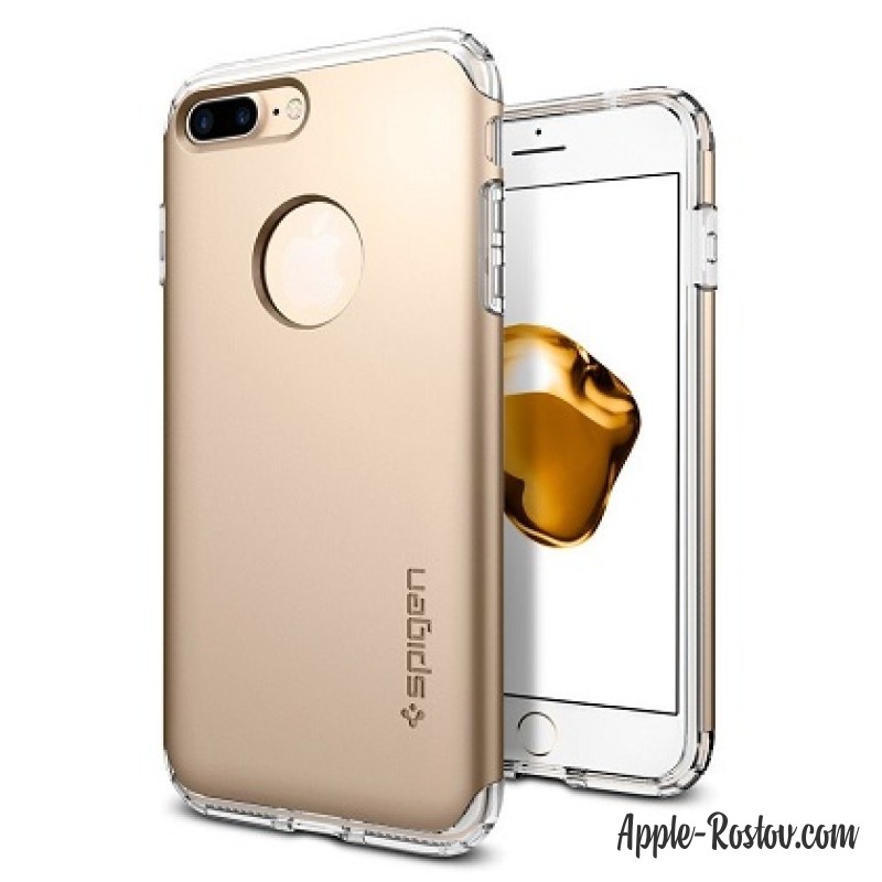 Прозрачно-золотой бампер Spigen с логотипом