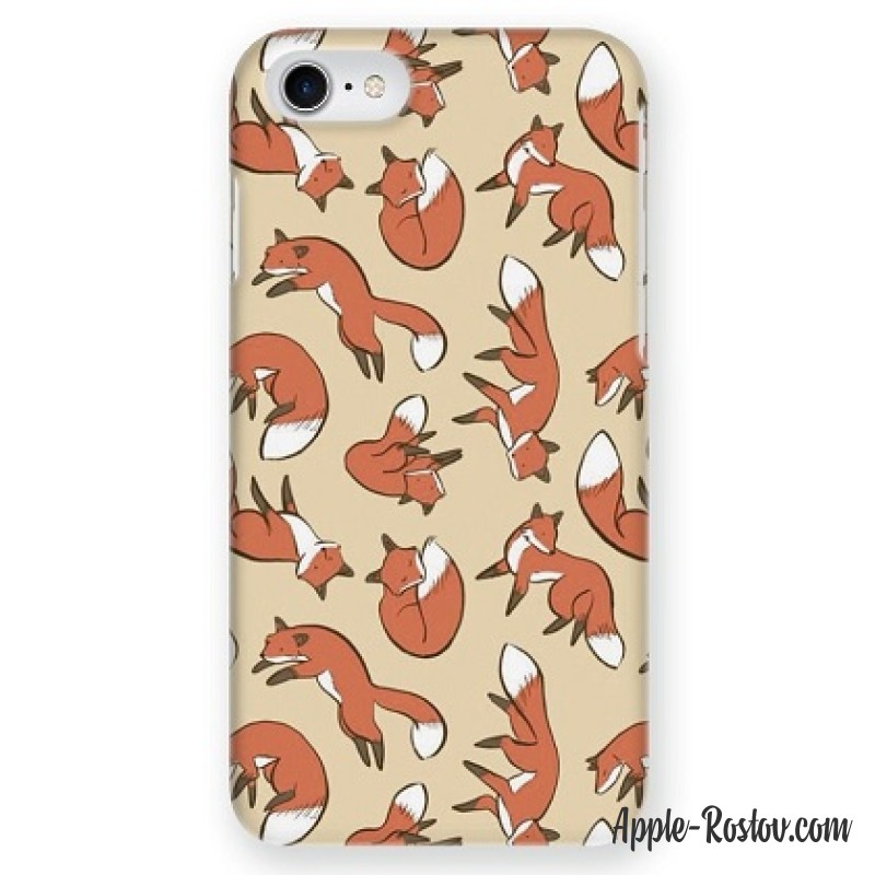 Чехол жёлтого цвета с рисунками лисицы Чехол жёлтого цвета с рисунками лисицы