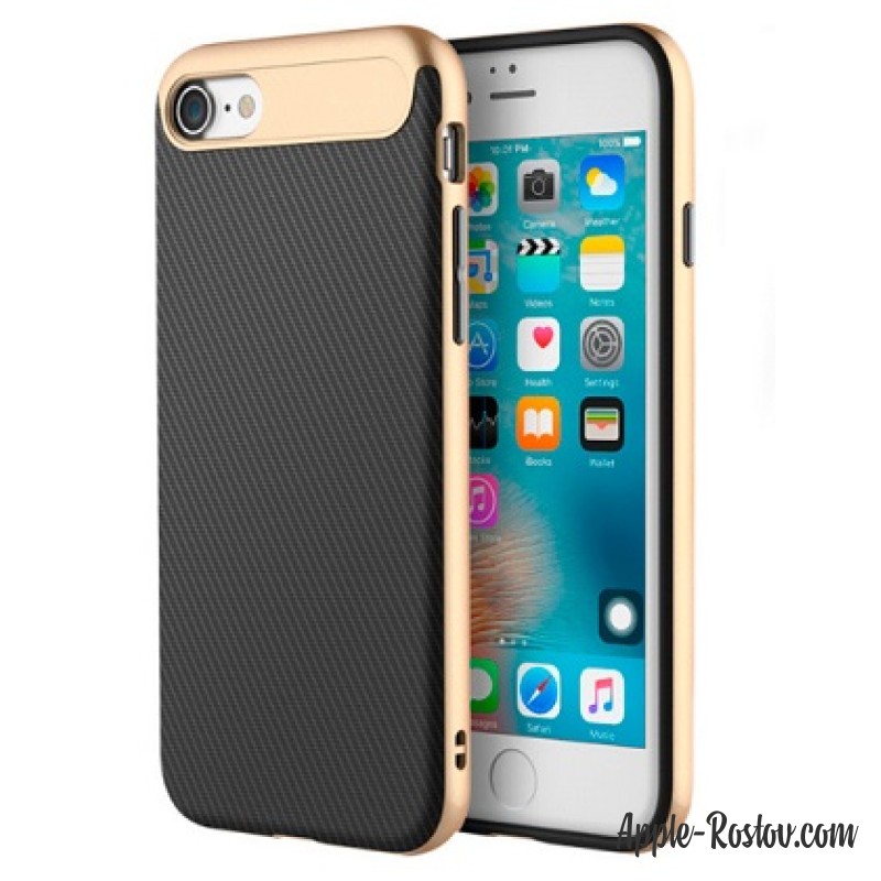 Пластиковый чехол чёрного цвета с металлической золотистой рамкой для iPhone 8/7 Пластиковый чехол чёрного цвета с металлической золотистой рамкой для iPhone 8/7