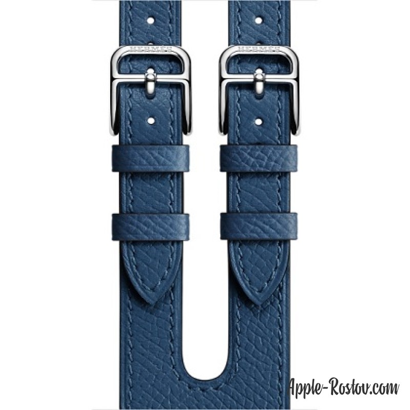 Ремешок Manchette из кожи Epsom цвета Bleu Agate с двойной пряжкой (для корпуса 38 мм)