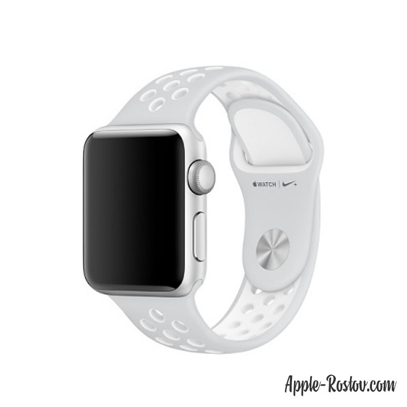 Спортивный ремешок Nike цвета "чистая платина/белый" (для корпуса 38 мм), размеры S/M и M/L Спортивный ремешок Nike цвета "чистая платина/белый" (для корпуса 38 мм), размеры S/M и M/L