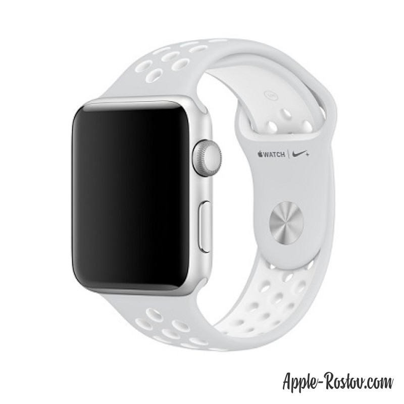 Спортивный ремешок Nike цвета "чистая платина/белый" (для корпуса 42 мм), размеры S/M и M/L Спортивный ремешок Nike цвета "чистая платина/белый" (для корпуса 42 мм), размеры S/M и M/L