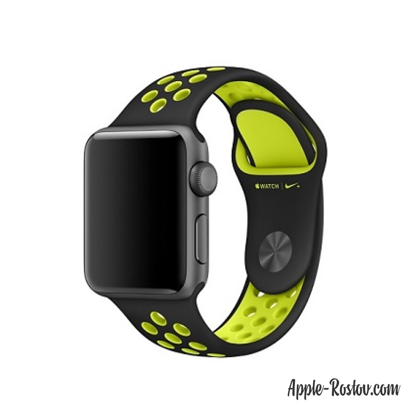 Спортивный ремешок Nike цвета "чёрный/салатовый" (для корпуса 38 мм), размеры S/M и M/L Спортивный ремешок Nike цвета "чёрный/салатовый" (для корпуса 38 мм), размеры S/M и M/L