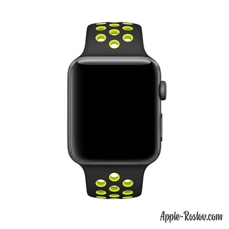 Спортивный ремешок Nike цвета "чёрный/салатовый" (для корпуса 42 мм), размеры S/M и M/L Спортивный ремешок Nike цвета "чёрный/салатовый" (для корпуса 42 мм), размеры S/M и M/L