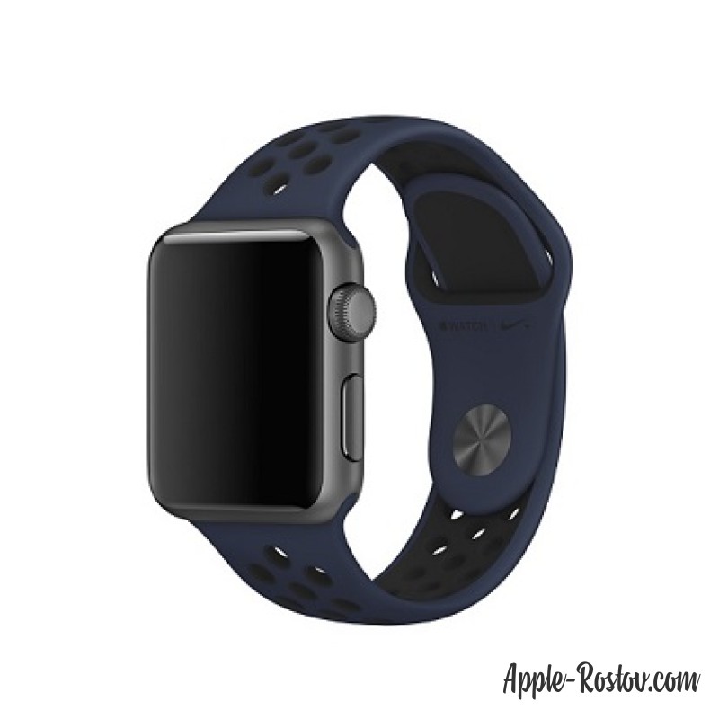 Спортивный ремешок Nike цвета "обсидиан/чёрный" (для корпуса 38 мм), размеры S/M и M/L Спортивный ремешок Nike цвета "обсидиан/чёрный" (для корпуса 38 мм), размеры S/M и M/L