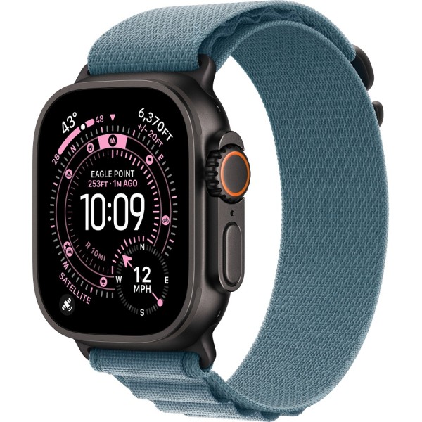 Apple Watch Ultra 3 (2025) 49mm Black Titanium Case ремешок Light Blue Alpine loop