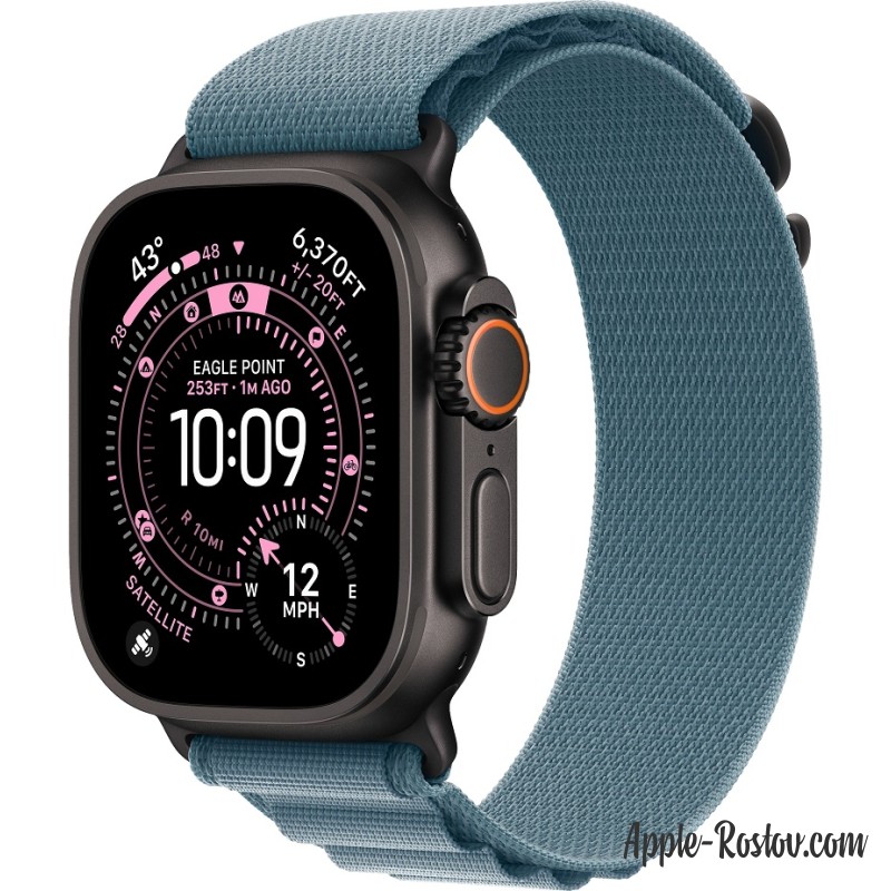 Apple Watch Ultra 3 (2025) 49mm Black Titanium Case ремешок Light Blue Alpine loop