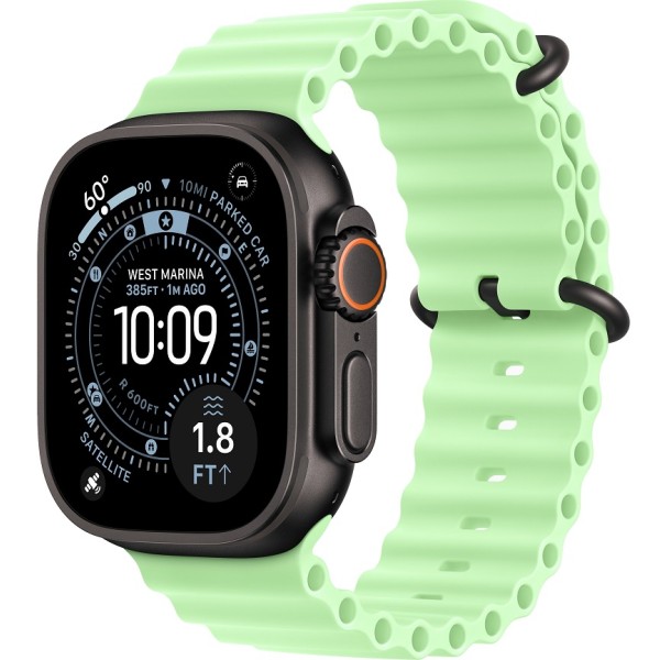 Apple Watch Ultra 3 (2025) 49mm Black Titanium Case ремешок Neon Green Ocean Band