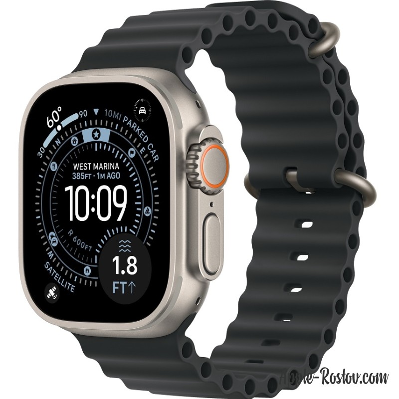 Apple Watch Ultra 3 (2025) 49mm Natural Titanium Case ремешок Black Ocean Band Apple Watch Ultra 3 (2025) 49mm Natural Titanium Case ремешок Black Ocean Band