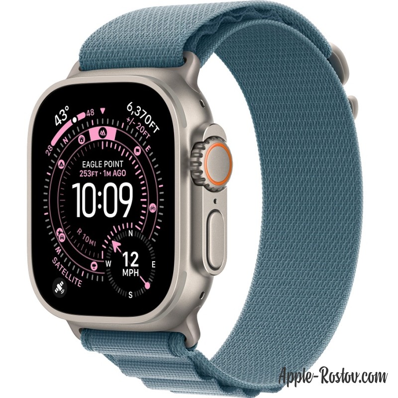 Apple Watch Ultra 3 (2025) 49mm Natural Titanium Case ремешок Light Blue Alpine loop