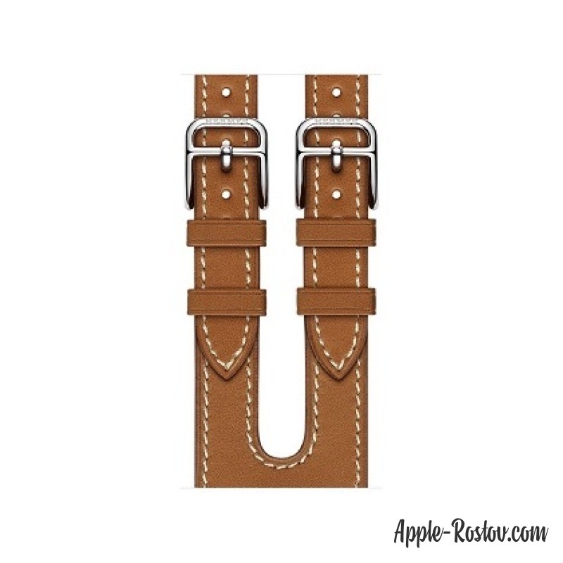Apple Watch Hermes 38 mm silver/Cuff in leather Barenia Fauve color with double buckle Apple Watch Hermes 38 mm silver/Cuff in leather Barenia Fauve color with double buckle