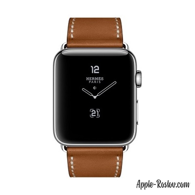Apple Watch Hermes 42 mm silver/Simple Tour Barenia leather Fauve colors with folding clasp Apple Watch Hermes 42 mm silver/Simple Tour Barenia leather Fauve colors with folding clasp