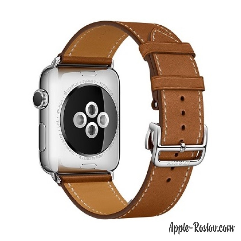 Apple Watch Hermes 42 mm silver/Simple Tour Barenia leather Fauve colors with folding clasp Apple Watch Hermes 42 mm silver/Simple Tour Barenia leather Fauve colors with folding clasp