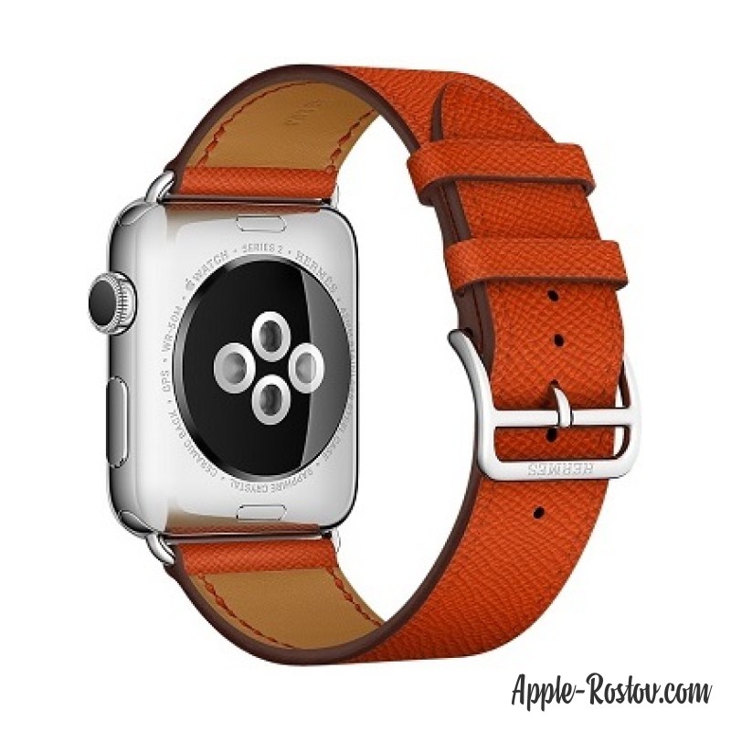 Apple Watch Hermes 42 mm silver/Simple Tour leather Epsom color Feu Apple Watch Hermes 42 mm silver/Simple Tour leather Epsom color Feu